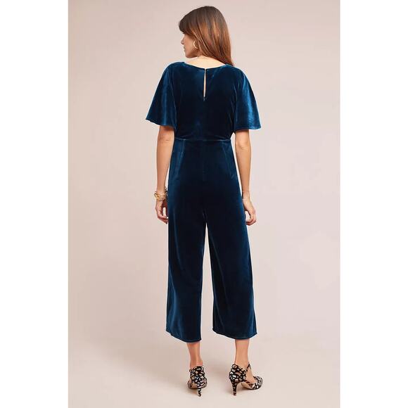 Anthropologie Greylin Womens Luna Dark Blue Velvet Jumpsuit Small - Picture 3 of 8